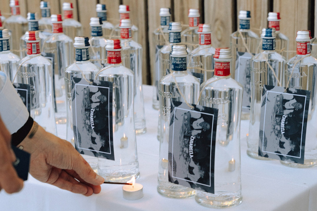 Chiarella bottles on the table