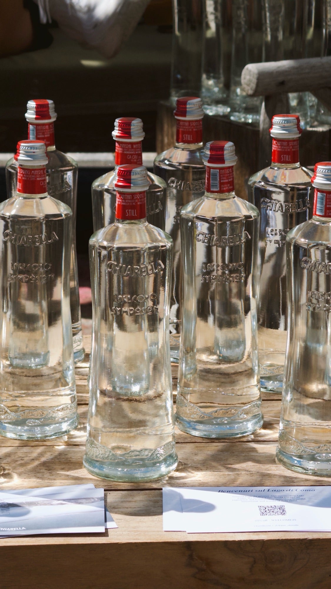 Chiarella bottles on a tray