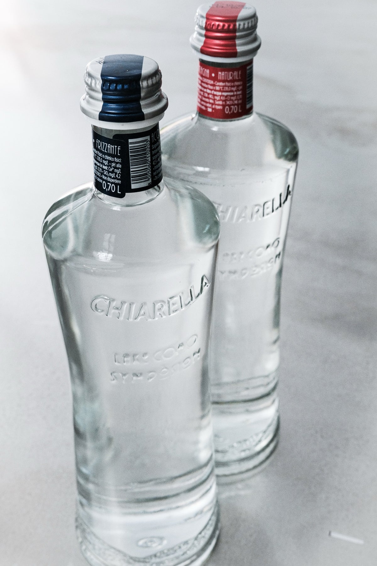 Two bottles, still and sparkling