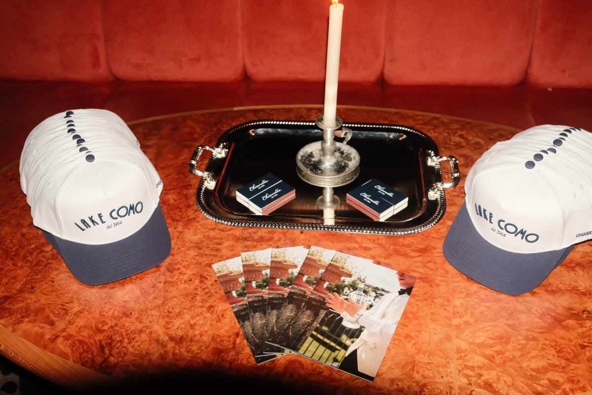 Lake Como caps on the table