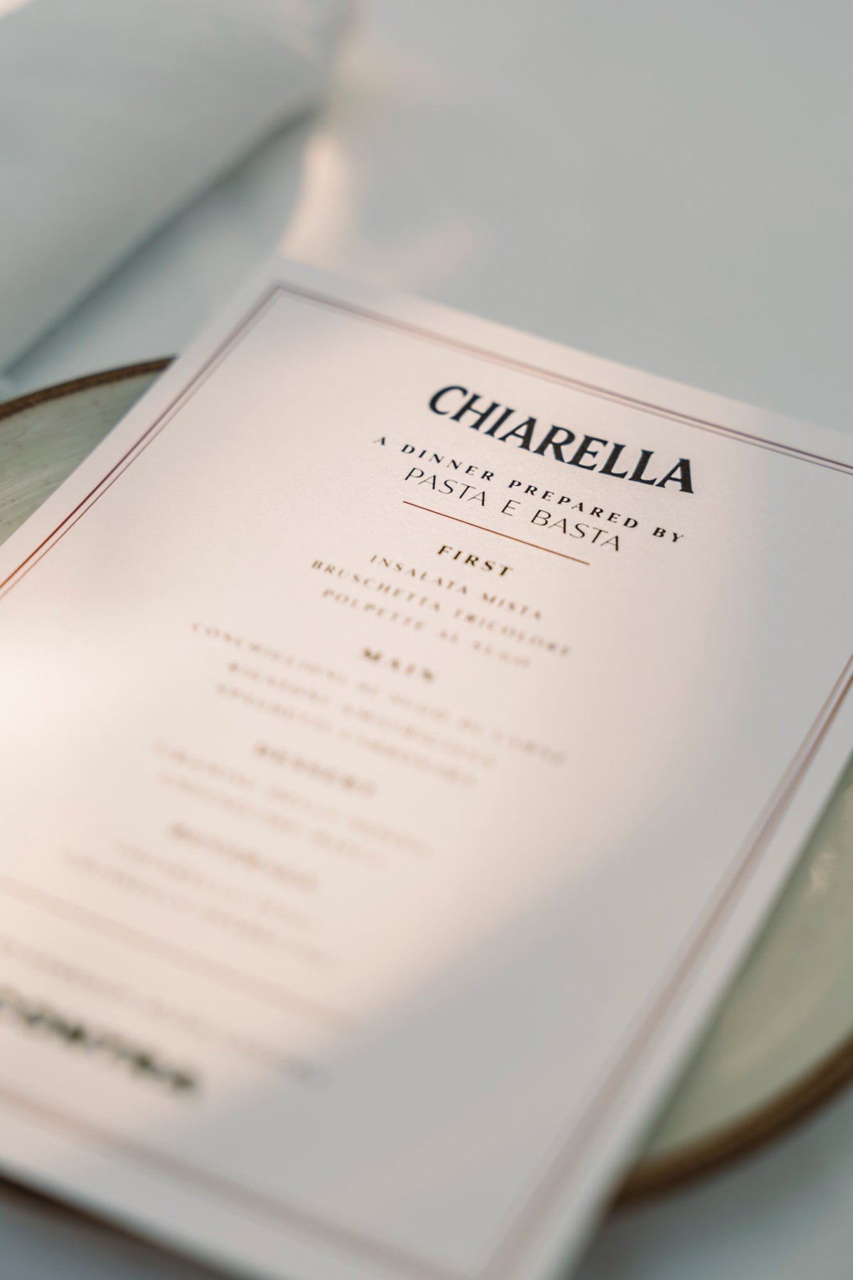 Chiarella dinner menu